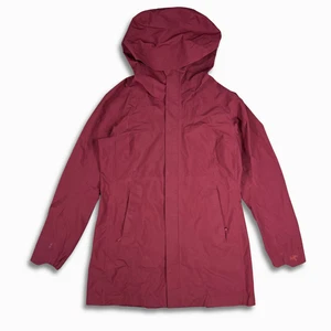 Arc’teryx Codetta Coat Women’s Large L Waterproof Hooded Shell Jacket Burgundy - Picture 1 of 14