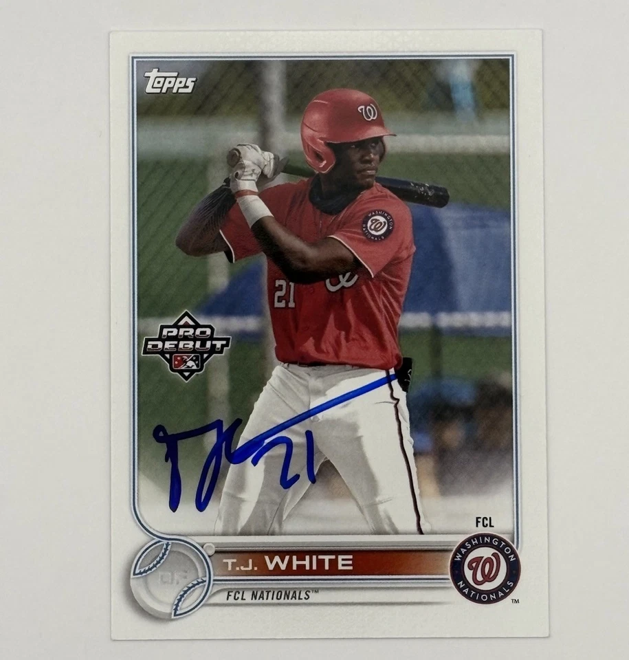 T.J. White Signed Autographed 2022 Topps Pro Debut #PD191 IN PERSON AUTO Nats! - Image 1 of 1