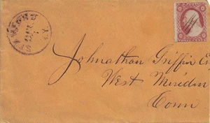 1850's Era Stamford, New York Cancel on Cover Franked with 3¢ Stamp -- Scott #26 - Bild 1 von 1