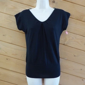 Banana Republic schwarzer leichter Strickpullover mit V-Ausschnitt Seidenmischung Pulli Oberteil S - Bild 1 von 8