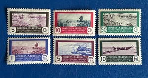 Spanish Morocco - Original Vintage Postage Stamps- 1952 - Hunting & Fishing - Picture 1 of 2