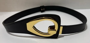 Hera Genuine Leather Belt Black Cut Out Designer Women’s Size Med 37” READ - Picture 1 of 22