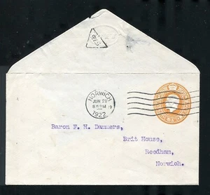 GREAT BRITAIN POSTAL STATIONERY KING GEORGE V 1922 SCARCE REDUCED RATE - Picture 1 of 2