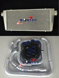 Front Mount Intercooler 600x300x76mm+3" aluminium piping+black Silicone Hose kit - Picture 1 of 10