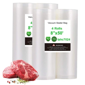 4 bolsas selladoras al vacío gigantes de 8" x 50' de 4 mil de espesor bolsas de sello de almacenamiento para ahorrar alimentos - Imagen 1 de 10