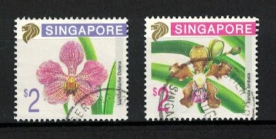 SINGAPORE 1995 ORCHIDS 5TH SERIES COMP. SET OF 2 STAMPS SC#716-717 IN FINE USED - Image 1 of 4
