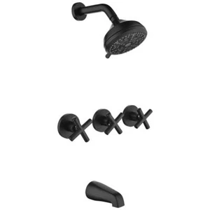 UKISHIRO Tub/Shower Faucet 3.5GPM Adjustable Heads Round Pressure Balance Black - Picture 1 of 4