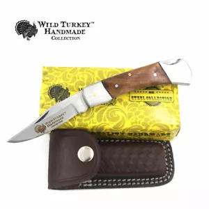 Wild Turkey Handarbeit Sammlung Holzgriff Klappmesser mit Ledermantel - Bild 1 von 8