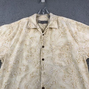 Point Zero Vintage Y2K Hawaiian Shirt Mens Large Beige Cotton Beach  *READ - Picture 1 of 13