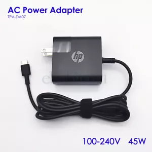 HP Laptop Genuine USB-C 45W AC Power Adapter TPN-DA07 for spectre 13 Elite x2 - Picture 1 of 6