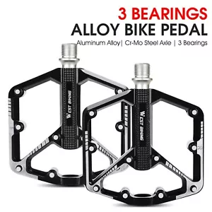 Fahrrad Pedale 3 Bearings Aluminium MTB Fahrradpedale Schwarz 9/16 in ein Paar - Bild 1 von 11