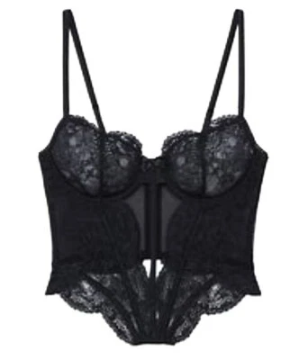 Savage X Fenty by Rihanna HAUTE LACE BUSTIER w Underwire Bra Black size SMALL - Image 1 of 4