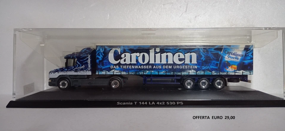 HERPA Scala 1:87 Scania T 144 LA 4x2 530PS " Carolinen "  --- Albedo Rietze - Immagine 1 di 1