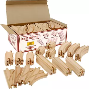 Wooden Train Track 52 Piece Set-18 Feet of Track Expansion - 5 Distinct Pieces - - Picture 1 of 12
