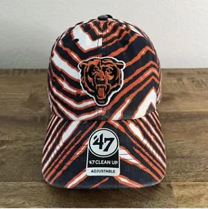 Chicago Bears Hat '47 Clean Up ZUBAZ Striped StrapBack Men’s Cap Blue Orange NEW - Picture 1 of 5