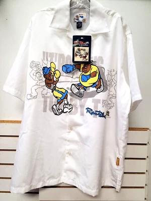 Vintage Raw Blue ABR Mens XL White Button Up Shirt TBone vs Tubby-T Hip Hop Y2K  - Image 1 of 4