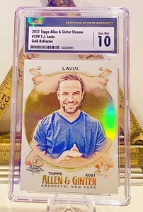 T.J. LAVIN /50 Gold Refractor CSG 10 POP 1 Topps Allen & Ginter Chrome 2021 - Picture 1 of 5