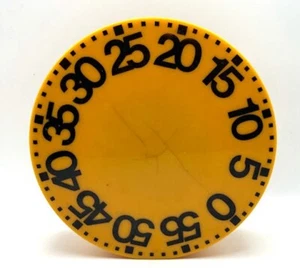 Vintage American Family Scale Company gelbe Kunststoff-Aufzieh-Timer funktioniert 6" rund - Bild 1 von 3