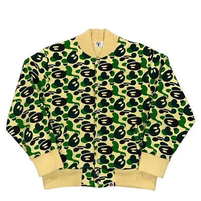 Vintage A Bathing Ape Bape Baby Milo Yellow Green Camo Bomber Jacket Size Small - Image 1 of 4