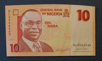 NIGERIA - 2006 - 10 NAIRA - BANKNOTE - BL4544549 - CIRCULATED - Image 1 of 2