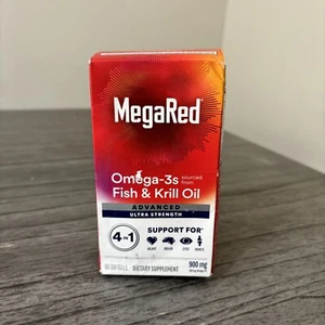 MegaRed Advanced 900mg 4-in-1 Omega-3 Ultra Strength Fish & Krill Oil 60 Ct - Picture 1 of 6