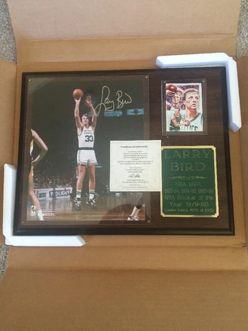 NIB Larry Bird Scoreboard Rookie Of The Year Autographed Plaque Cover