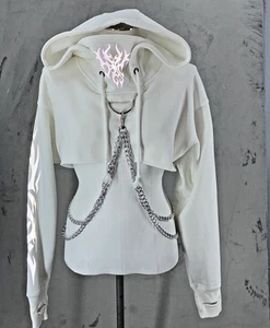 Dolls kill Club Exx hoodie Small Reflective chain  white Grunge - Picture 1 of 13