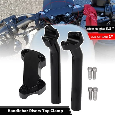 Elevadores de manillar CNC 8,5" abrazadera superior para Harley 1" barra Road King Softail Foto 1 de 4