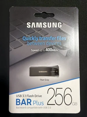 Nuevo Sellado Samsung USB 3.1 Flash Drive Bar Plus 256gb TITAN Gris Foto 1 de 2