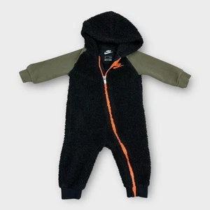 Mono polar con capucha Sherpa imitación bebé talla 9 meses negro verde Nike - Imagen 1 de 6