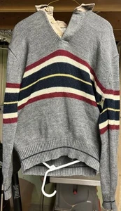 Vintage Pfeilbrigade Pullover Herren XL grau gestreift Wollpullover Strick 80er Opa - Bild 1 von 7