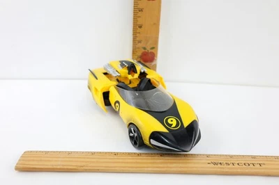 Speed Racer 8" RACER X #9 Yellow Race Car Rocket Launcher Mattel - No Rockets - Image 1 of 4
