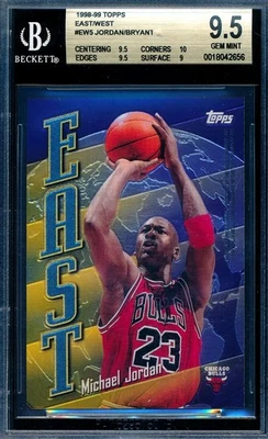 MICHAEL JORDAN / KOBE BRYANT 1998-99 TOPPS ESTE/OESTE BGS 9,5 GEMA TARJETA COMO NUEVA #EW5! Foto 1 de 3