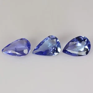 1.66 Ct (3 Pcs)Lot Rarest Pear CALIBRATE SIZE (7 x 5 mm) Purplish Blue Tanzanite - Bild 1 von 5