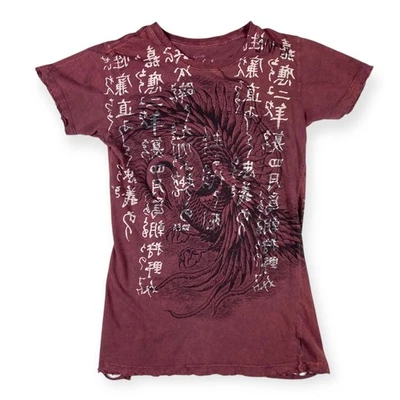 Sinful by Affliction Women's Distressed Burnout T-Shirt L - Image 1 of 4
