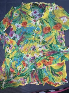 Rare Digits By Willi Smith Printed Multicolor Long Sleeve Top Vtg Retro 1970s - Picture 1 of 8
