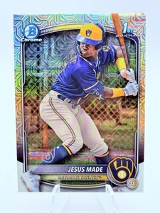 Jesus Made 2025 Bowman 1st Chrome Prospect Mega Mojo Refractor Brewers BCP-50 - Bild 1 von 2