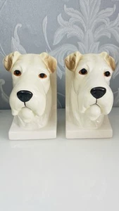 Beautiful Pair Of Vintage Ceramic Terrier Dog Bookends - Picture 1 of 11