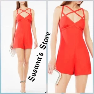 NWT BCBG MAXAZRIA SIZE 2 CARA V-NECK MULTI-STRAP WIDE-LEG ROMPER - Picture 1 of 6