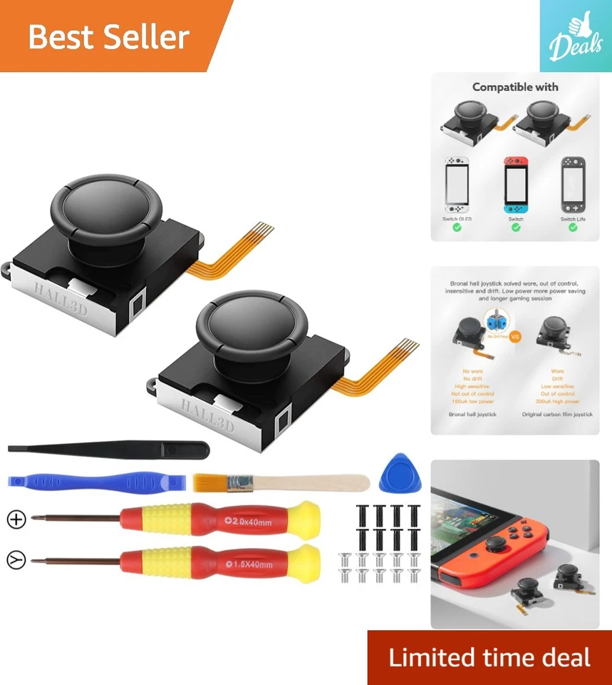 Joystick Joycon Efecto No Drift Hall Repuesto - Pack Ergonómico de 2 Tapas Foto 1 de 4