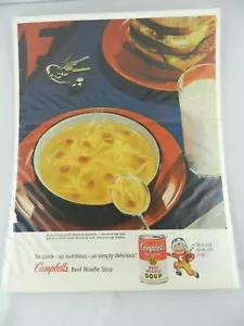 Anuncio de revista vintage de sopa de fideos de carne Campbells Ad - Imagen 1 de 3
