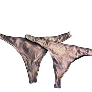 FP Lingerie Thongs Panties Pink With Black Polka Dots Size XL Lot of 2 NWOT - Picture 1 of 5