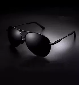 Aviation Metal Frame Polarized Sunglasses Men Black Color Sun Glasses Pilot - Picture 1 of 5