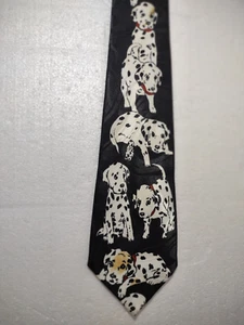 Steven Harris Dalmation Necktie Puppies Black White Classic Tie 57" 100% Silk - Picture 1 of 2