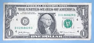 1968 June 28 Birthday Note $1 One Dollar Bill D 01968628 D (_ 1968 - 6 - 28 ) - Picture 1 of 2