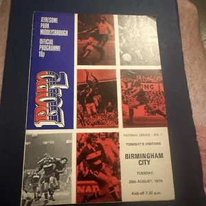 1975 Middlesbrough V Birmingham City Programme - Picture 1 of 3