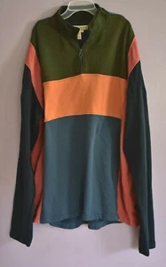 The Territory Ahead Mens 1/4 Zip Sweatshirt XL 100% Cotton Green Orange Blue - Picture 1 of 8
