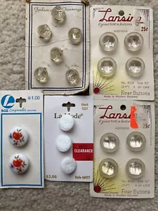 Vtg White/clear Glass Buttons Pressed, Faceted, Or Painted 1/2” - 11/16” - Picture 1 of 6