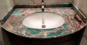 Amazonite Island Bathroom Sink Vanity Top / Stone Counter Slab Top / Interior - Picture 1 of 6