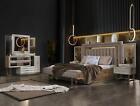 Schlafzimmermöbel Doppelbett Bett Nachttische Konsole Beige 4tlg Luxus